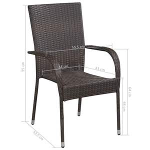 Ensemble de 2 chaises de salle à manger en polyrotin marron, meubles de jardin empilables standard - Product Image 6