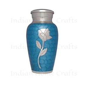 Silver Metal Durable Cremation Urn Adult Ashes <b>Memorial</b> <b>Vase</b> Keepsake 220 Cubic Inch Capacity Floral Decorative Funeral Supply - Product Image 3