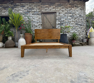 Song Kon SK2026 Rustic Solid Wood <b>Bed</b> <b>Frame</b> with Oak Walnut Acacia Raised Panel Design <b>Antique</b> Binh Duong Origin 1 Year Warranty - Product Image 3