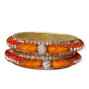 Nouveau design, bracelets en métal orange brillant avec perles, élégants pour mariages et fêtes, prix de gros premium - Product Image 3
