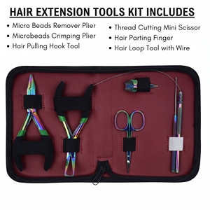 Juego de Pinzas para Extensiones de Cabello con Punta I, Microperlas, Anillos Nano, Gancho de Extracción, Acero Inoxidable, Accesorios para Salón de Belleza - Product Image 2