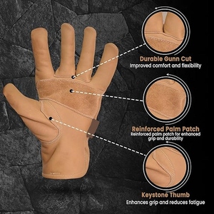 Best Performance Work <b>Gloves</b> for General Work Driving Reinforced Cowhide Grain Leather Palm Patch for Strong Grip Safety <b>Gloves</b> - Product Image 5