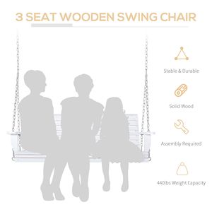 Dondolo Tradizionale in Legno a 3 Posti con Finitura Bianca, Impermeabile, Pieghevole, con Tavolino e Portabicchieri per Soggiorno, Patio e Parco - Product Image 4