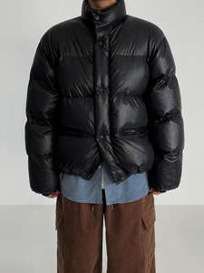 Chaqueta de Plumón Acolchada de Color Sólido Vintage con Logotipo Personalizado para Hombre, Abrigo Acolchado de Invierno, Chaquetas para Hombre - Product Image 3