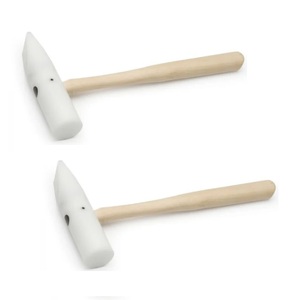 Marteau à tête plate et croisée en nylon Derlin, à double tête, avec manche en bois, pour le façonnage et le cintrage du métal et du fil - Product Image 2