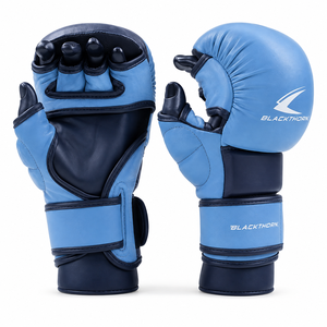 ถุงมือชกมวย MMA แบบสั่งทำพิเศษ สำหรับฝึกซ้อมคิกบ็อกซิ่ง มวยไทย ระบายเหงื่อได้ดี ปิดแบบผูกเชือก สายรัดข้อมือแบบตีนตุ๊กแก วัสดุ PU+ฟองน้ำ - Product Image 4