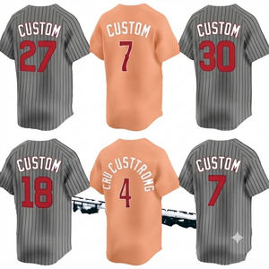 100% Cotton <b>Peach</b> Baseball Jersey Stitched Team Uniform Personalized Athletic Wear Anti-Bacterial Mesh Fabric Short Sleeve - Product Image 1