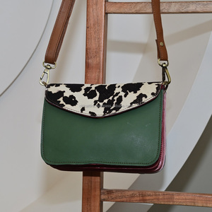 Nouveau Style occidental recyclé peau de vache fourrure cuir sacs à bandoulière de haute qualité à la mode véritable recyclé fourrure cuir fronde sac à main - Product Image 3