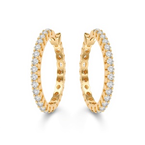 Elegant 9K Solid Gold Eternity Hoop <b>Earrings</b> with Lab Grown Diamonds <b>Fine</b> Jewelry for Women OEM Custom Jewelry - Product Image 3