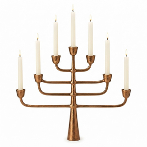 Chandelier en bronze vintage en métal, robuste, pour table, idéal pour les rituels, les événements et le salon - Product Image 4
