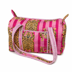Sac de voyage matelassé en coton imprimé léopard et tigre, de luxe, durable, imperméable, tendance, portable, pour le sport, le week-end, la gym, la nuit - Product Image 2