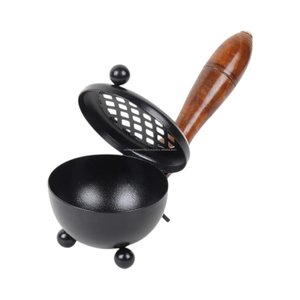 Iron Bakhoor Burner with Wooden Handle Charcoal Incense Holder Portable Aromatherapy Burner Home <b>Decoration</b> - Product Image 2