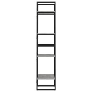 Libreria grigia in cemento con legno ingegnerizzato nero e metallo, mobile moderno di medie dimensioni per la casa - Product Image 6