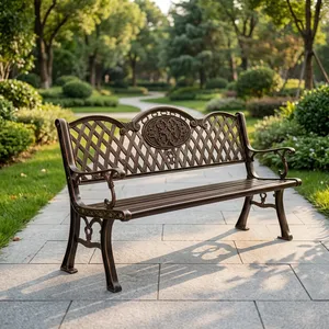 Three Seater Cast Iron Office <b>Sofa</b> <b>Bench</b> with Decorative Backrest for Reception Lobby Waiting Area Commercial Seating - Product Image 1