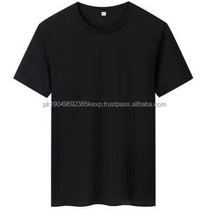 Camiseta de Manga Corta de Algodón Peinado Blanco y Negro con Cuello Redondo y Diseño de Bordado con Logotipo Personalizado OEM - Product Image 1