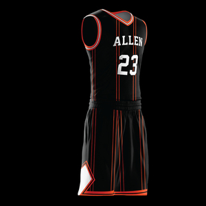 Uniformes de Baloncesto Personalizables al por Mayor para Hombre, Impresión por Transferencia de Calor, 100% Poliéster, Absorbente de Humedad, Antibacteriano, Verano - Product Image 6