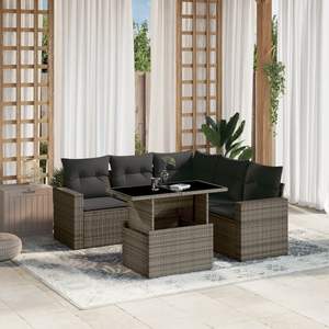 Modular Grey PE Rattan Garden <b>Sofa</b> <b>Set</b> Durable Outdoor Furniture with High-Density Foam Cushions for Garden Use - Product Image 1