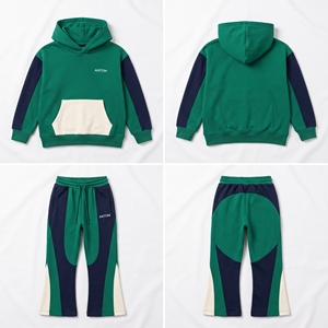 Ensemble de survêtement décontracté unisexe pour adultes, grande taille, respirant, 100 % coton molletonné, à capuche, couleur unie, taille élastique, 400g, pour l'hiver, vente en gros - Product Image 5