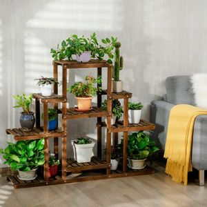 Étagère à fleurs en bois à 6 niveaux, support de présentation de plantes, étagère de rangement pour la maison ou le bureau - Product Image 3