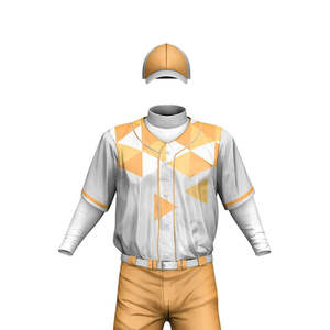 Custom Baseball Uniform Men's White Gold Geometric Print Polyester Jersey Pants Set Breathable All Seasons Team Wear - Product Image 3