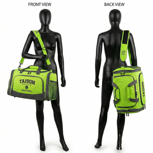 Bolsa Deportiva de Voleibol para Mujer, Premium, de Poliéster 600D GSM, Diseño de Paneles Beige y Negro, Resistente, para Viaje y Gimnasio, con Logotipo Personalizado - Product Image 4