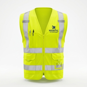 Custom Logo <b>Security</b> High Visibility Worker Workwear Industrial Construction Road Traffic Hi Vis Reflective Safety Work Vest - Product Image 1