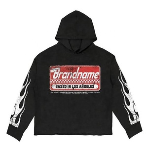 Ensemble de survêtement personnalisé avec imprimé flamme, sweat à capuche et pantalon à cordon de serrage, unisexe, style streetwear, tenue décontractée de printemps - Product Image 3