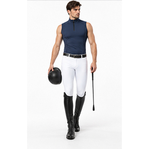 Chaleco de equitación para hombre con cremallera de un cuarto, sin mangas, transpirable, de secado rápido, para competición ecuestre - Product Image 1