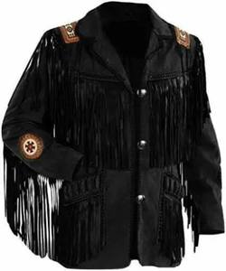 Real Leather Beige <b>Suede</b> Raw Fringe Windproof <b>Jacket</b> Hand Embroidered Solid Western Style Full Sleeve Winter Wear - Product Image 3