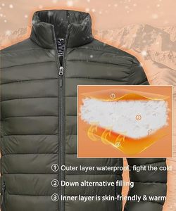 Men's Lightweight <b>Packable</b> Puffer <b>Jacket</b> Waterproof Winter Hood <b>Jacket</b> Custom <b>Packable</b> Quilted Puffer <b>Jacket</b> With Storage Pouch - Product Image 5