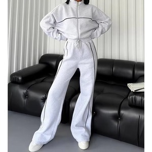 Women's Black Tracksuit Set Full Zip Jacket With Side Pockets And Matching <b>Pants</b> Breathable Casual Autumn Wear - Product Image 2