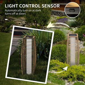 Lampada Solare a LED da Esterno con Accensione/Spegnimento Automatico, Lanterna da Giardino in Rattan con Corpo in ABS, Luce Decorativa per Vialetti e Sentieri - Grado di Protezione IP54 - Product Image 6
