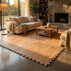 Alfombra de espuma EVA con diseño de madera de 60x60cm x 10mm – Suelo suave entrelazado para sala de estar y uso doméstico - Product Image 1