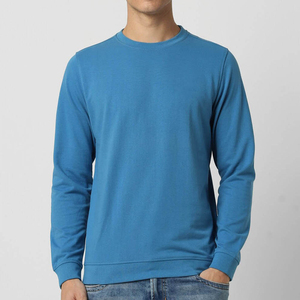 Sudadera de Hombre de Cuello Redondo, Oversize, de Invierno, Transpirable, de Secado Rápido, Color Azul Sólido, de Alta Calidad y Sostenible, Mezcla de Algodón Personalizada - Product Image 1