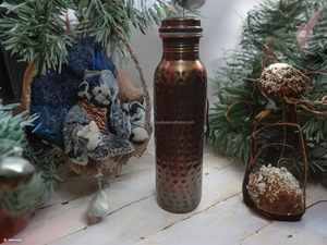 Elegant Antique Copper Hammer Design Metal Travel <b>Water</b> <b>Storage</b> <b>Bottle</b> with Lid for Home & Funeral Drinking Stylish Drinkware - Product Image 6