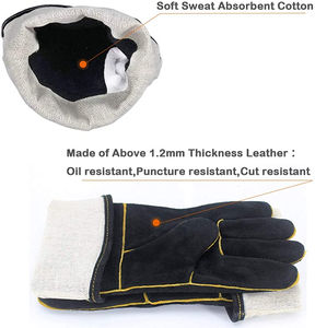 Gants de soudage résistants à la chaleur, gants de sécurité personnalisés, cuir de vachette, imperméables, antidérapants, durables, de haute qualité - Product Image 6
