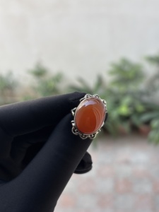 925 Sterling Silver Handmade Bezel Setting Red Carnelian Gemstone Fine Oval Shape Classic Wedding Third Party Certified Ring - Product Image 1