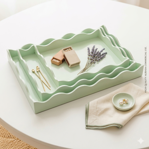 Grey Square & Rectangle Lacquer Scalloped Tray for Coffee Table Tableware Items Home Decoration High Quality - Product Image 1