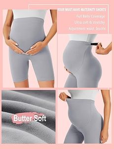 Pantalones cortos de maternidad para embarazo, de cintura alta, que cubren la barriga, para mujer embarazada, tipo ciclista, sin costuras - Product Image 6