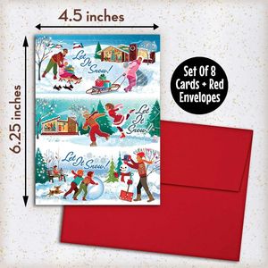 Confezione da IT biglietti di auguri natalizi retrò Snow con buste - Product Image 1