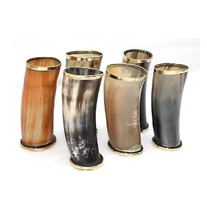 Nuevos productos 2025 diseño Natural hecho a mano corto vikingo beber cuerno gafas taza decoración Navidad llegada cerveza hidromiel Koi - Product Image 6