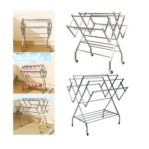 Nuevo diseño de tendedero plegable de acero inoxidable para interiores y exteriores con ruedas y opciones de personalización. - Product Image 6