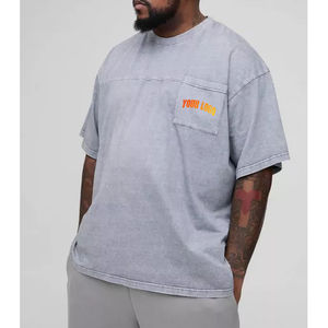 T-shirts formels personnalisés en coton tricoté à manches courtes pour hommes et unisexe, impression numérique, gris chiné, coupe classique, vente en gros - Product Image 4