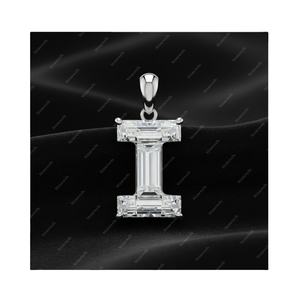 GIA IGI Certified DEF VVS VS Lab Grown Diamond <b>Initial</b> Alphabet Letter I Gold 925 Sterling <b>Silver</b> Solitaire <b>Pendant</b> Gift Him Her - Product Image 3