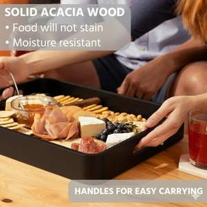 Bandeja de Servir de Madera Hecha a Mano de Color Negro, Más Duradera, Decorativa, Disponible para Uso en el Hogar y en Restaurantes, para la Venta - Product Image 5