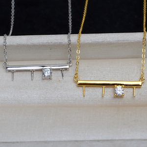 Collier pendentif en argent S925 Wenchi avec 3 perles, support de perles 7-8, ensemble vide, accessoires de bijoux DIY, modèle Chine 20471 - Product Image 4