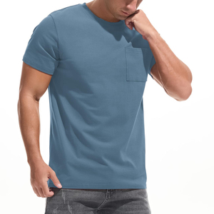 Camiseta de Cuello Redondo para Hombre, Diseño Personalizado OEM, con Bolsillo Frontal, 100% Algodón, Secado Rápido, Transpirable, para Uso Diario Informal - Product Image 4