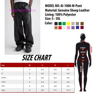 Vente en gros de pantalons décontractés pour hommes en cuir véritable à la mode pantalons longs de haute qualité pantalons en cuir véritable - Product Image 6