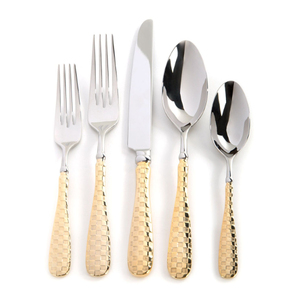 Ensemble de couverts en or mat, design minimaliste, passe au lave-vaisselle, vaisselle de mariage, couverts en métal, ensembles de couverts en solde - Product Image 2