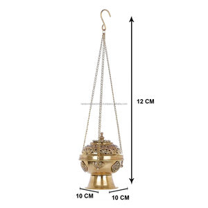 Brass Hanging Eco-Friendly Buddhist Style Incense Burner with Golden Finish for Home & Office Use - Product Image 3